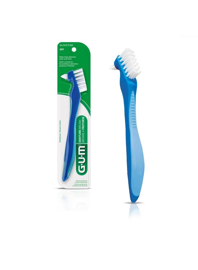 GUM Denture Brush - Dual Headed Hard Bristle Toothbrush for Dentures & Acrylic Retainers - Dentist Recommended Denture Cleaner (Pack of 1) - Image 1