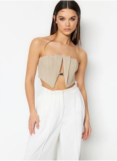 Crop Lined Woven Accessory Bustier TPRSS23BS00049