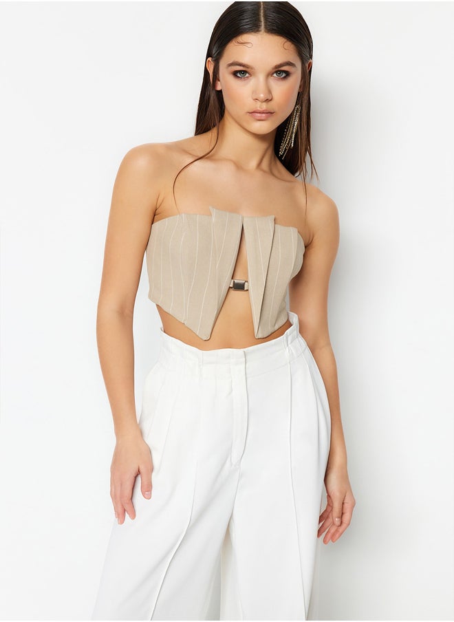 trendyol - Crop Lined Woven Accessory Bustier TPRSS23BS00049 - Image 1