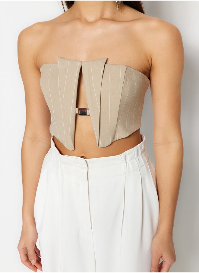 trendyol - Crop Lined Woven Accessory Bustier TPRSS23BS00049 - Image 1