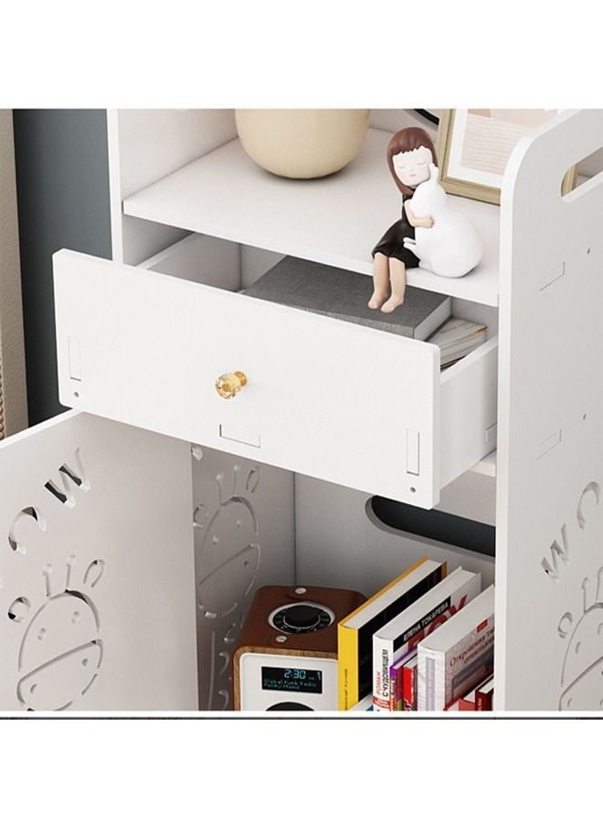 C&C Home Multipurpose Compact Floral Design Floor Standing Home Furniture Storage Cabinet with Drawer Storage and Open Shelf Display Rack White 25x18x50 cm - Image 2