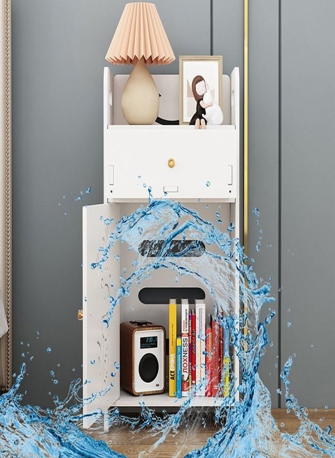 C&C Home Multipurpose Compact Floral Design Floor Standing Home Furniture Storage Cabinet with Drawer Storage and Open Shelf Display Rack White 25x18x50 cm - Image 5