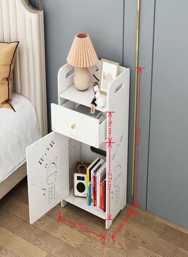 C&C Home Multipurpose Compact Floral Design Floor Standing Home Furniture Storage Cabinet with Drawer Storage and Open Shelf Display Rack White 25x18x50 cm - Image 3