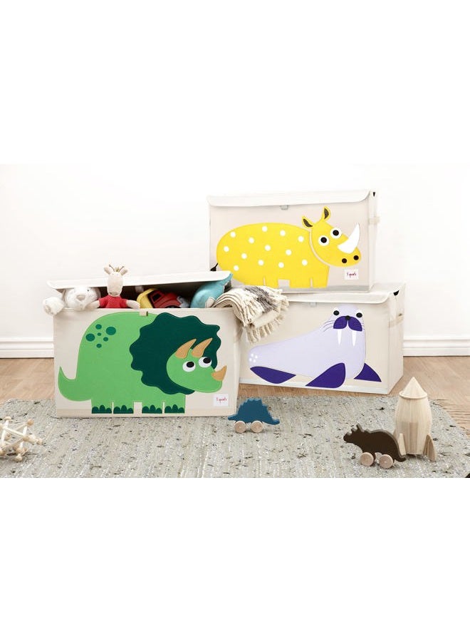 3 sprouts Large Toy Chest for Kids with Lid and Handles - Collapsible Toy Storage Bin/Trunk/Box/Basket Organizer for Boys & Girls Playroom, Nursery, Rhino - Image 4