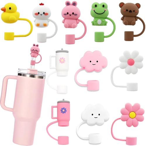LDKEKDF LDKEDKF 11Pcs Straw Cover for Stanley Cup, Silicone Straw Topper for Stanley Cup 30&40oz with Tumblers, 10mm 0.4in Lid Accessories (Reusable) - Image 1