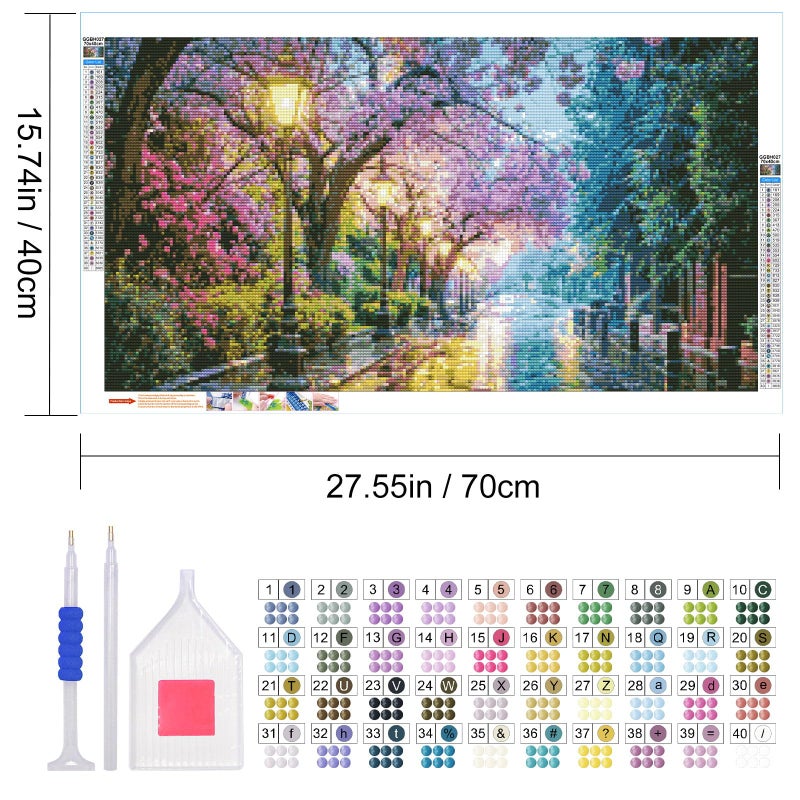 JOOZ Large Diamond Painting Kits for Adults DIY 5D City Street Scene Diamond Art Kits for Adults Full Drill Diamond Painting Flowers Gem Painting Kits for Gift Home Wall Decor 27.5x15.7 Inch - Image 2