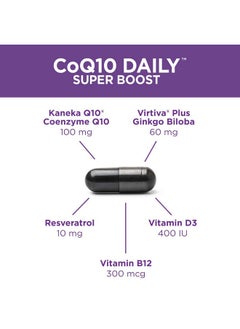 Purity Products Purity Products CoQ10 Daily Super Boost with Ginkgo and Resveratrol from Supports Healthy Energy Levels and Healthy Brain Function - 60 Vegetarian Capsules  - Image 3