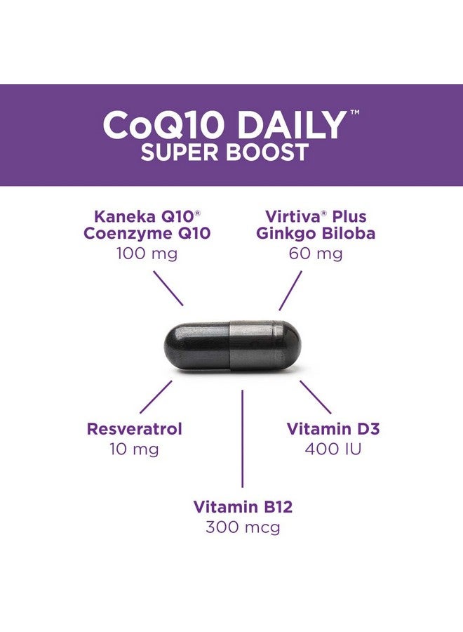 بيوريتي بروداكتس Purity Products CoQ10 Daily Super Boost مع الجنكة والريسفيراترول من يدعم مستويات الطاقة الصحية ووظائف المخ الصحية - 60 كبسولة نباتية - Image 3