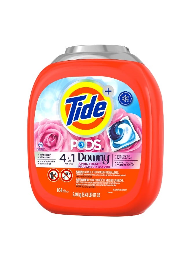 تايد كبسولات منظف غسيل أوتوماتيكي 4 في 1 برائحة داوني المنعشة - 104 كبسولة | إزالة فعالة للبقع، 2.49 كجم - Image 2