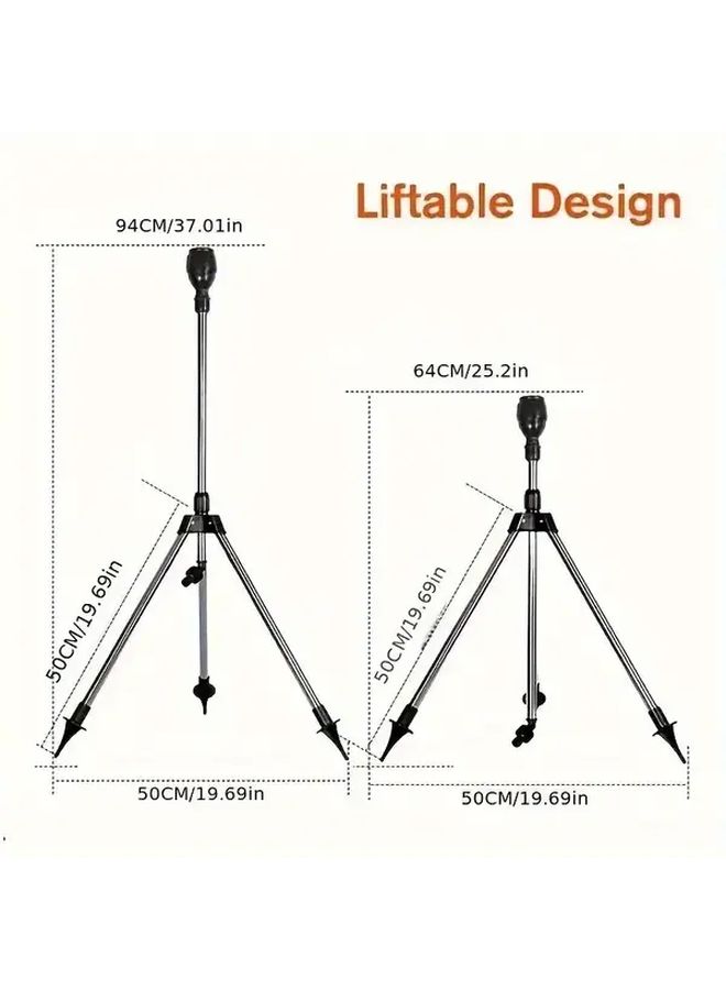 Professional Rotating Nozzle Gardening Sprinkler YK6 Silvery Tripod Stand - Image 3