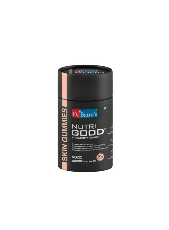 دكتور باترا حلوى "Nutrigood" الهلامية للبشرة من Dr Batra's – لبشرة صحية ونضرة، غنية بالجلوتاثيون وحمض الهيالورونيك والفيتامينات لدعم إنتاج الكولاجين | عبوة تحتوي على 60 قطعة هلامية | 240 غرام - Image 1