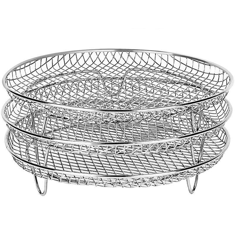 Jetcloud Air Fryer Rack 3 Pcs for Ninja Stackable Air Fryer Accessories 78inch Stainless Steel Air Fryer Basket Tray MultiLayer Dehydrator Rack for Baking Roastinground
