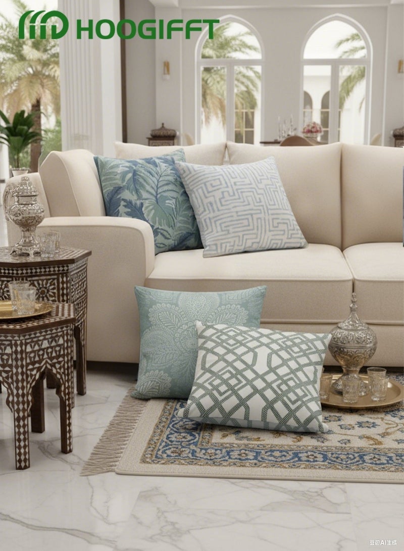 هوغيفت غطاء وسادة مجموعة 4 قطع 45x45 سم 18x18 بوصة تصميم حديث مزدوج الجوانب ديكور وسائد أريكة غرفة المعيشة سيارة سرير مناسب للاستخدام اليومي والديكور المنزلي - Image 3