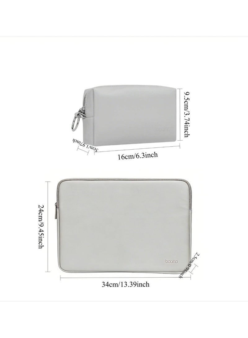 QIYUE Laptop Sleeve 13/13.3/14 Inch with Power Bag, Slim Protective Case Compatible with Apple MacBook Air 13, MacBook Pro 13/14, Huawei MateBook 13/14/D14/D15, Lenovo IdeaPad 14, ThinkPad 14, ThinkBook 14, HP Pavilion 14, HP Envy 14, Dell XPS 13, Inspiron 14, Simple Bag for Men u0026 Women - Image 2