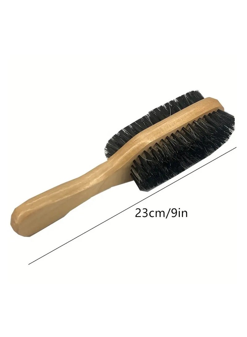ORiTi Beard Brush Male Bristle Brush, Wooden Handle Beard Styling Tool For Salon Home Father Boyfriend, Anti-Static - Image 3