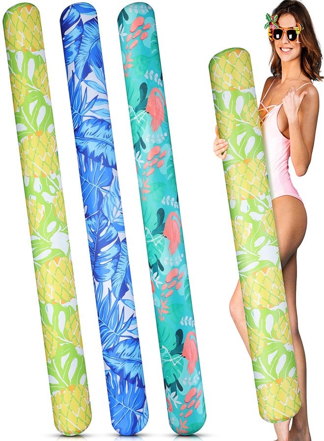 Blueweenly Inflatable Swim Pool Noodles 3 Pack Large Swim Floats for Adults Soft Fabric Covered Pool Noodles for Summer Vacation Sea Beach Lake Exercise Party - Image 1