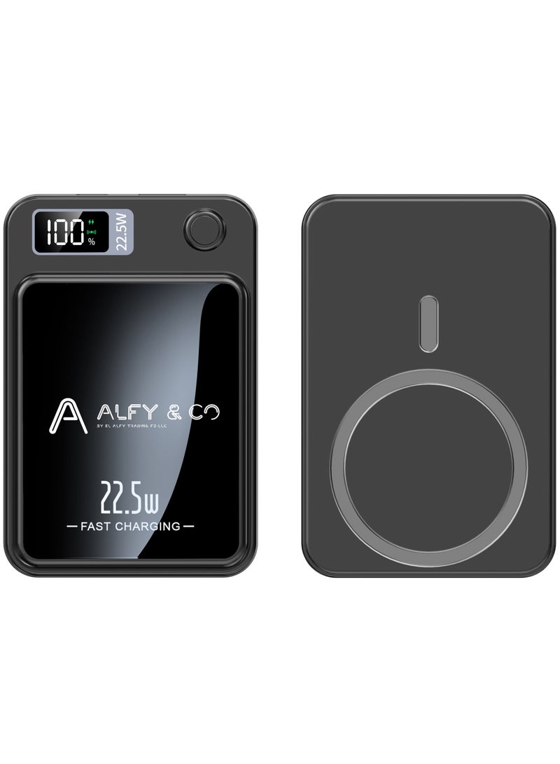 الغي اند كو بنك طاقة Magsafe 10000 مللي أمبير في الساعة  22.5 وات، شاحن محمول لاسلكي مع منفذ Mag Safe iPhone 15 Pro Max/iPhone 15 Plus/14/13/12 Series، أسود - Image 1