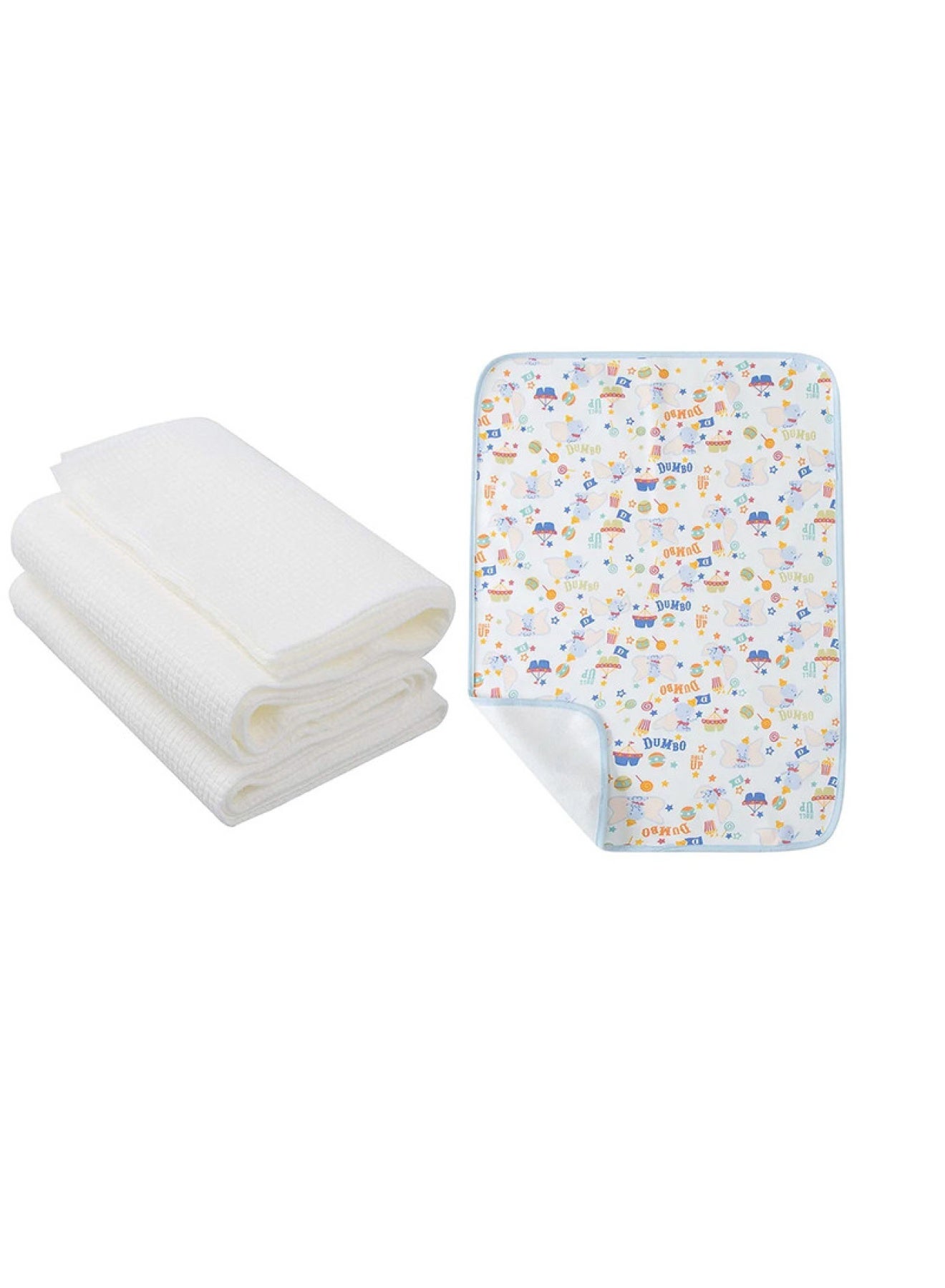 STAR BABiES Combo Pack Reusable Changing Mat With Disposable Towel Pack Of 3 Dumbo Light Blue