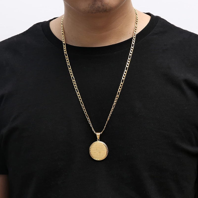 HZMAN Bible Verse Prayer Necklace Christian Jewelry Gold Stainless Steel Praying Hands Coin Medal Pendant - Image 3