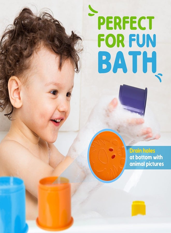 KIDSTHRILL Rainbow Colors Baby Stacking Cups for Toddlers, Tall Baby Stacking Toys Nesting Cups, Drain Holes for Bath Toys, Educational & Motor Skills Sorting & Nesting for 1 2 3 Years Old - Image 5