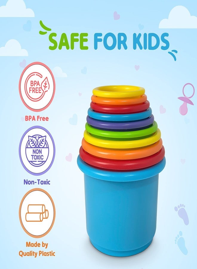 KIDSTHRILL Rainbow Colors Baby Stacking Cups for Toddlers, Tall Baby Stacking Toys Nesting Cups, Drain Holes for Bath Toys, Educational & Motor Skills Sorting & Nesting for 1 2 3 Years Old - Image 2