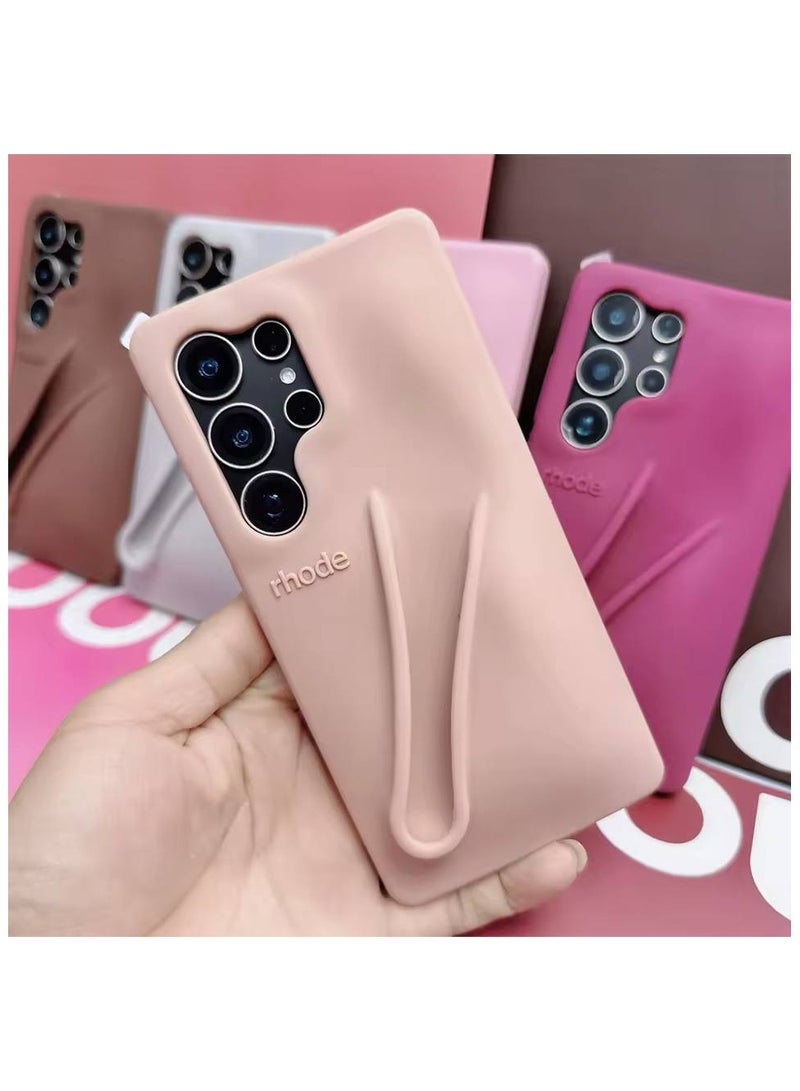 rhode Lip Gloss Phone Case with Lip Tint, For Samsung Galaxy S24 Ultra Case Liquid Silicone Camera Protection Lipstick Lip Glaze Phone Case for Samsung Galaxy S24 Ultra (ShortCake) - Image 5