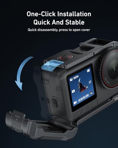 TELESIN Aluminum Alloy Protective Frame Case for DJI Osmo Action 6 Camera, Quick-Release Metal Rabbit Cage Protective Frame Housing Sleeve with 1/4" Screw and Cold Shoe (Cage + Lens Cap) - Image 4
