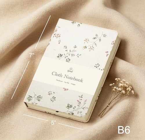 ipoul Floral Linen Notebook, Similar Embroidered, Small, 5x7, B6, Hardcover, Lay Flat, Lined & Unlined Sketchbook, Journal for Women,White - Image 2