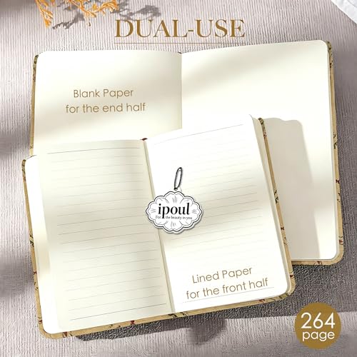 ipoul Floral Linen Notebook, Similar Embroidered, Small, 5x7, B6, Hardcover, Lay Flat, Lined & Unlined Sketchbook, Journal for Women,White - Image 3