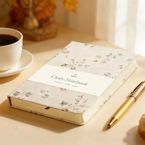 ipoul Floral Linen Notebook, Similar Embroidered, Small, 5x7, B6, Hardcover, Lay Flat, Lined & Unlined Sketchbook, Journal for Women,White - Image 4