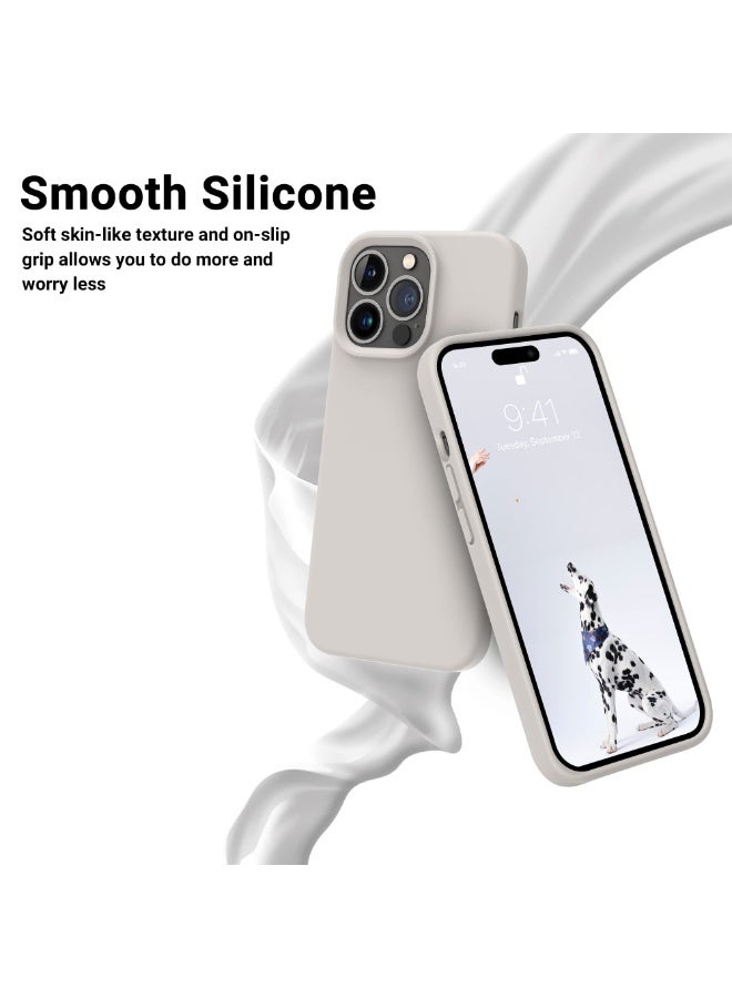Compatible with iPhone 15 Pro Max Case 6.7 Inch Slim Liquid Silicone 4 Layers Soft Gel Rubber Shockproof Protective Phone Case with Anti Scratch Microfiber Lining (Off white) - Image 3