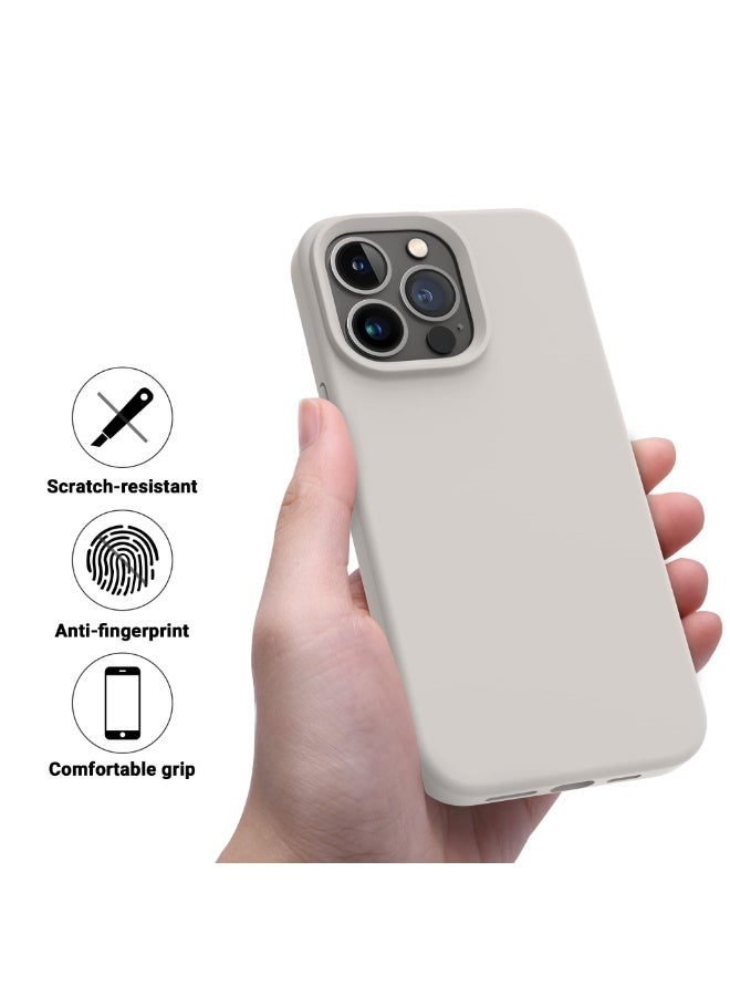 Compatible with iPhone 15 Pro Max Case 6.7 Inch Slim Liquid Silicone 4 Layers Soft Gel Rubber Shockproof Protective Phone Case with Anti Scratch Microfiber Lining (Off white) - Image 4