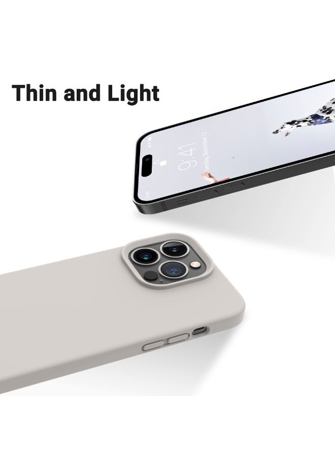 Compatible with iPhone 15 Pro Max Case 6.7 Inch Slim Liquid Silicone 4 Layers Soft Gel Rubber Shockproof Protective Phone Case with Anti Scratch Microfiber Lining (Off white) - Image 5