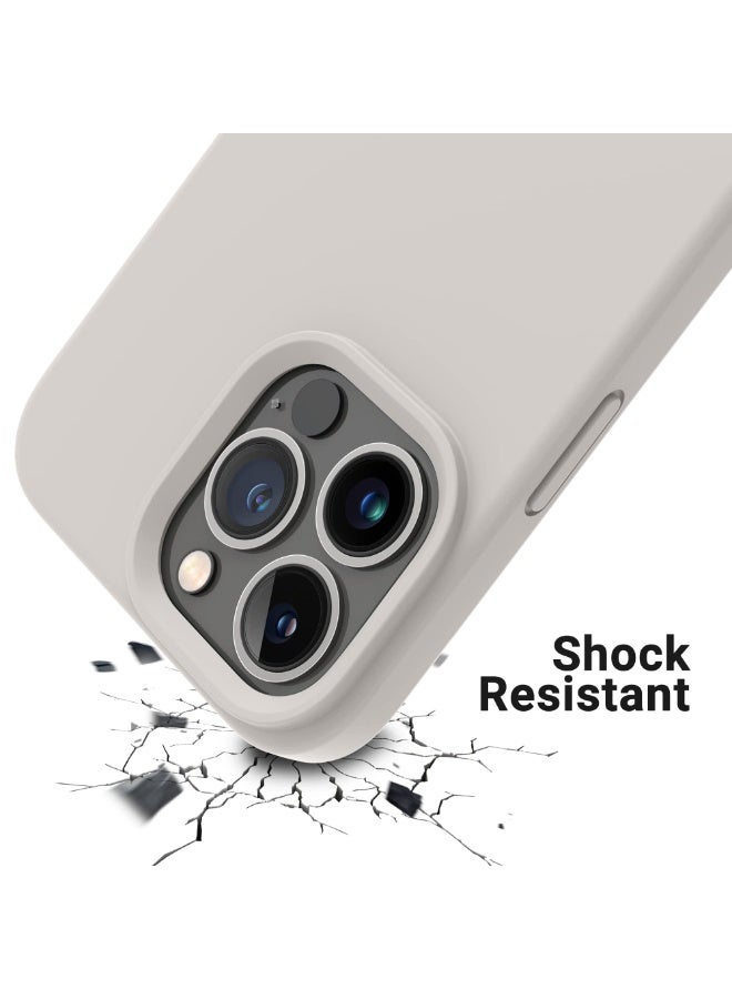Compatible with iPhone 15 Pro Max Case 6.7 Inch Slim Liquid Silicone 4 Layers Soft Gel Rubber Shockproof Protective Phone Case with Anti Scratch Microfiber Lining (Off white) - Image 2