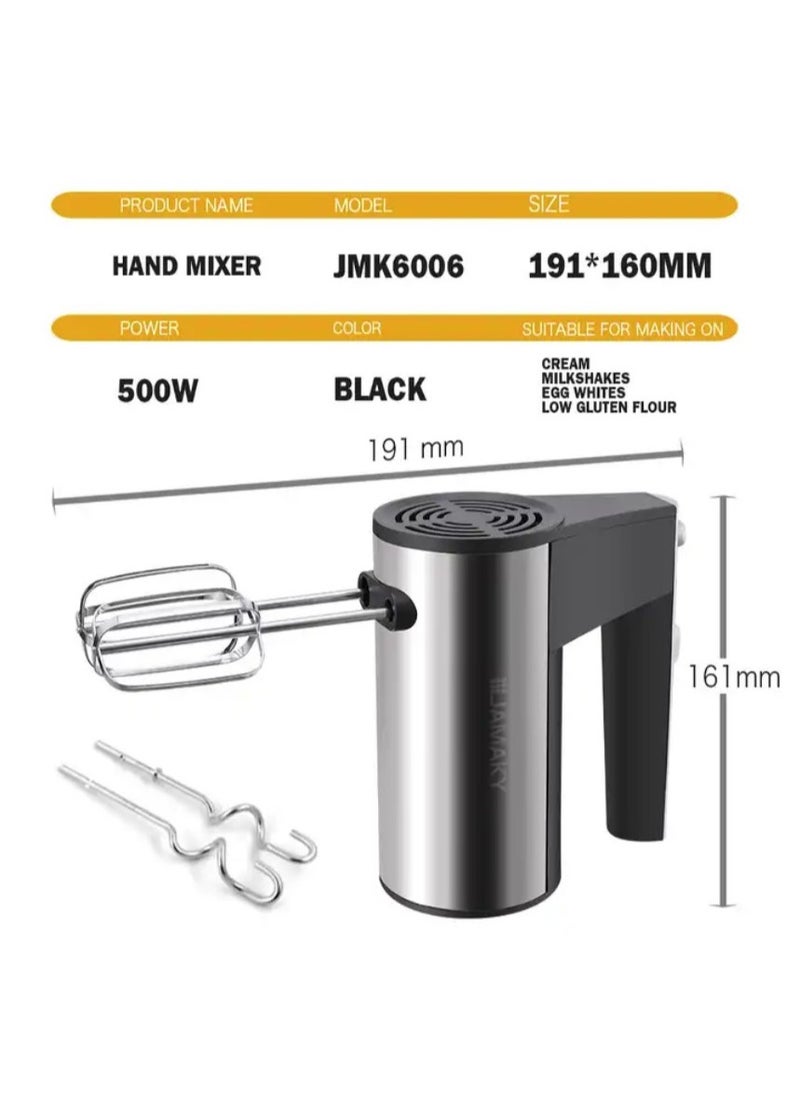 JAMAKY Italy - Jamaki Electric Egg Beater, Stainless Steel, 500 Watt, 5 Speeds, JMK6006 - Image 1