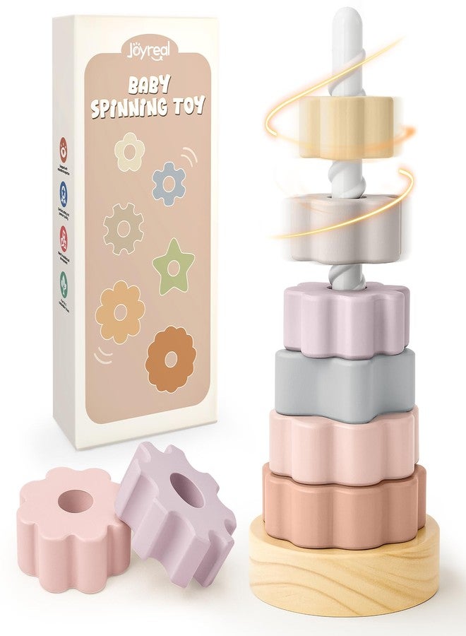 Joyreal Wooden Spinning Stacking Toys, Neutral Ring Stacker Montessori Toys for Toddlers 1-3, Christmas Birthday Gifts for Boys Girls - Image 1