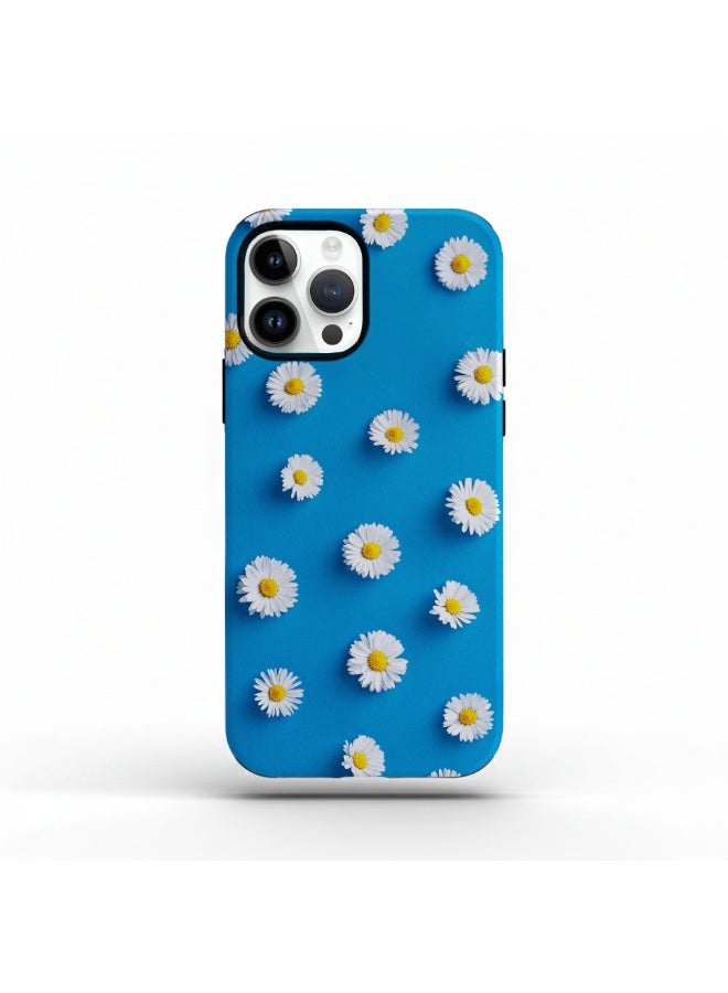 Blue Daisy Phone Case compatible for iPhone 14 Pro | MagSafe Compatible | Slim Flower Phone Cover with 360° Full Shock Protection - Image 1