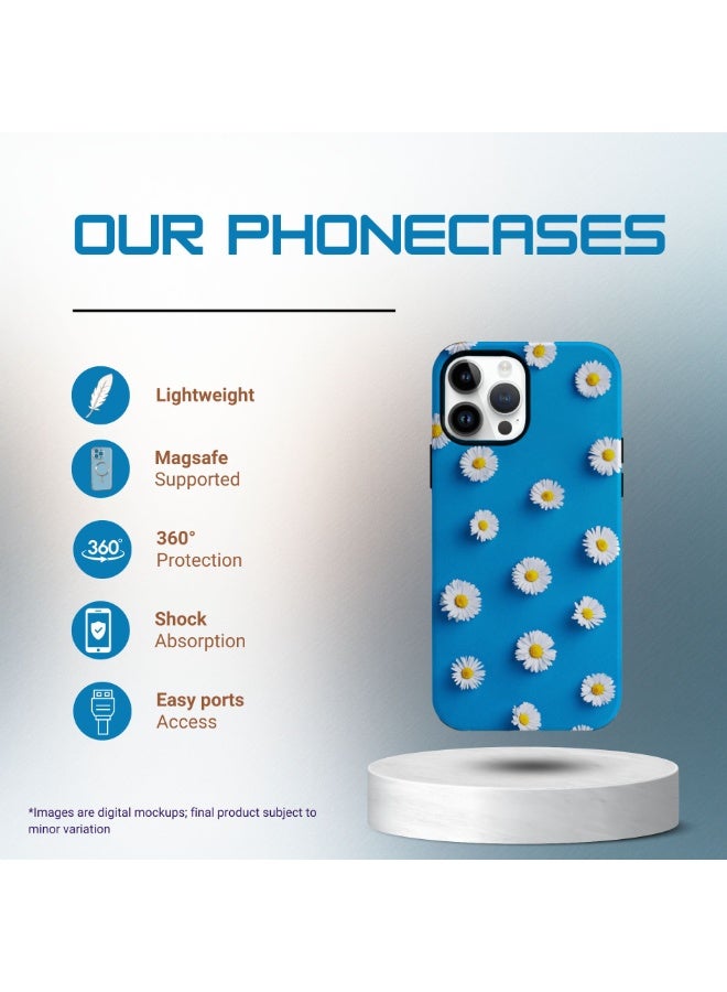 Blue Daisy Phone Case compatible for iPhone 14 Pro | MagSafe Compatible | Slim Flower Phone Cover with 360° Full Shock Protection - Image 2