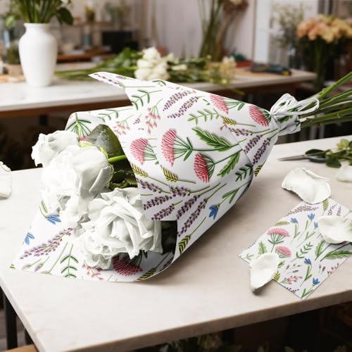 LaRibbons Spring Floral Wrapping Paper for Women Girls, Elegant Wild Flower Gift Wrap Roll for Wedding, Bridal Shower, Birthday, Mother's Day & Spring Gifts, 17 Inch x 33 Feet - Image 5