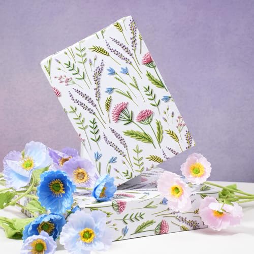 LaRibbons Spring Floral Wrapping Paper for Women Girls, Elegant Wild Flower Gift Wrap Roll for Wedding, Bridal Shower, Birthday, Mother's Day & Spring Gifts, 17 Inch x 33 Feet - Image 2