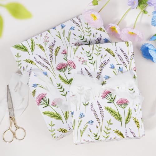 LaRibbons Spring Floral Wrapping Paper for Women Girls, Elegant Wild Flower Gift Wrap Roll for Wedding, Bridal Shower, Birthday, Mother's Day & Spring Gifts, 17 Inch x 33 Feet - Image 4