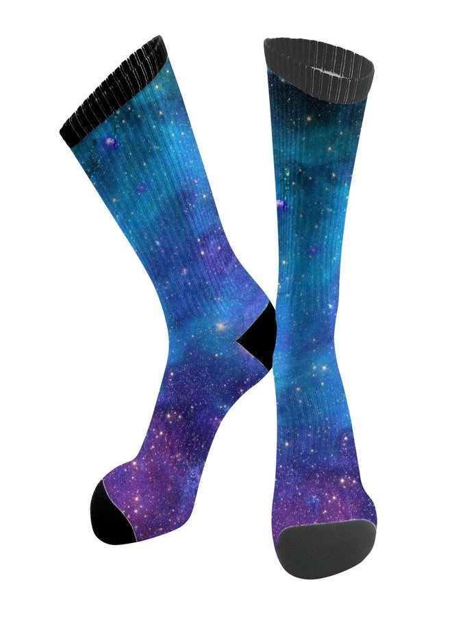 MOLIAN galaxy space nebula Athletic Crew Cushion Socks Unisex Breathable Mid-Calf Socks for Running Workout - Image 3