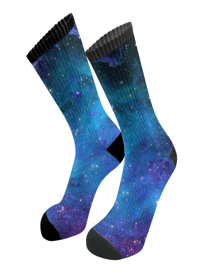 MOLIAN galaxy space nebula Athletic Crew Cushion Socks Unisex Breathable Mid-Calf Socks for Running Workout - Image 1