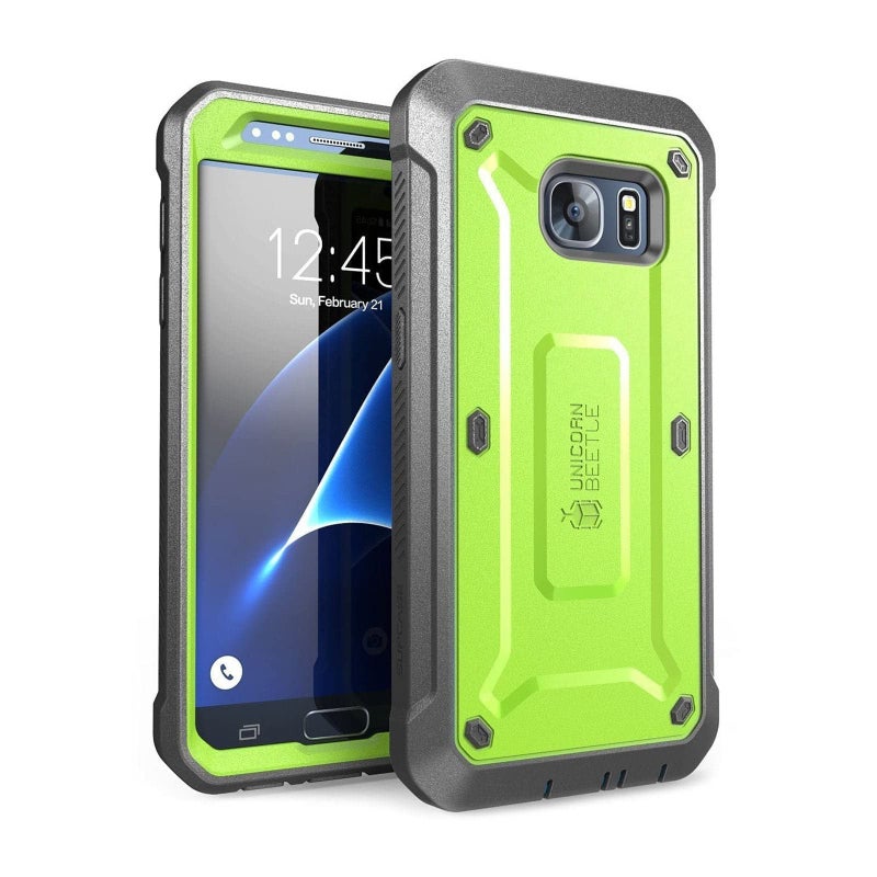 SUPCASE Unicorn Beetle Pro Series Case Designed for Galaxy S7, with Built-In Screen Protector Full-body Rugged Holster Case for Samsung Galaxy S7 (2016 Release) (Green/Gray)