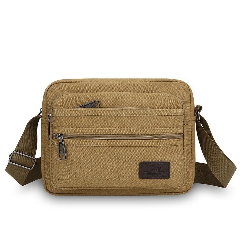 SHENGAO Thickened Canvas Men's Crossbody Bag - Everyday Wallet Organizer with Multiple Zipper Pockets, Durable and Versatile - Image 5