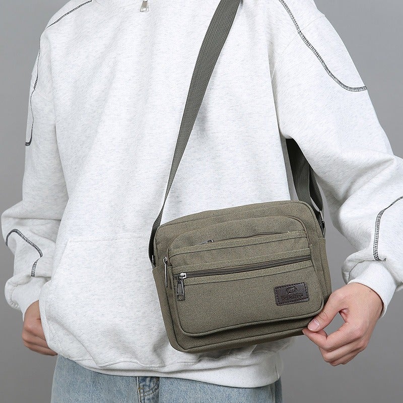 SHENGAO Thickened Canvas Men's Crossbody Bag - Everyday Wallet Organizer with Multiple Zipper Pockets, Durable and Versatile - Image 3