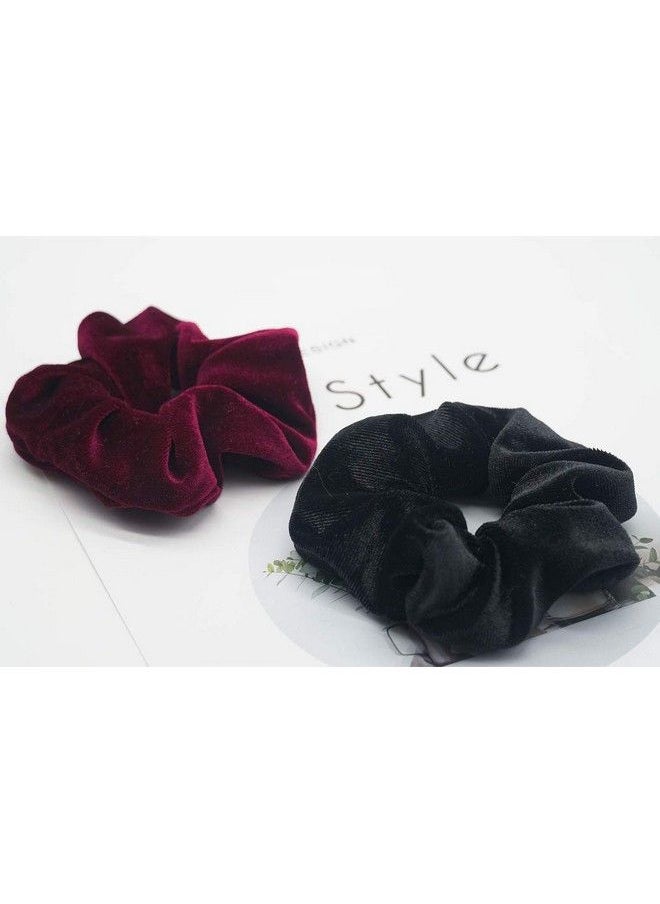 Fameza Velvet Hair Scrunchies For Women Soft Velvet Scrunchie Set Solid Color Hair Ties Ponytail Hair Bands Elastic Big Large Fashion Boutique Daily Winter Fall Holiday Scrunchy Pack Of 5  - Image 5