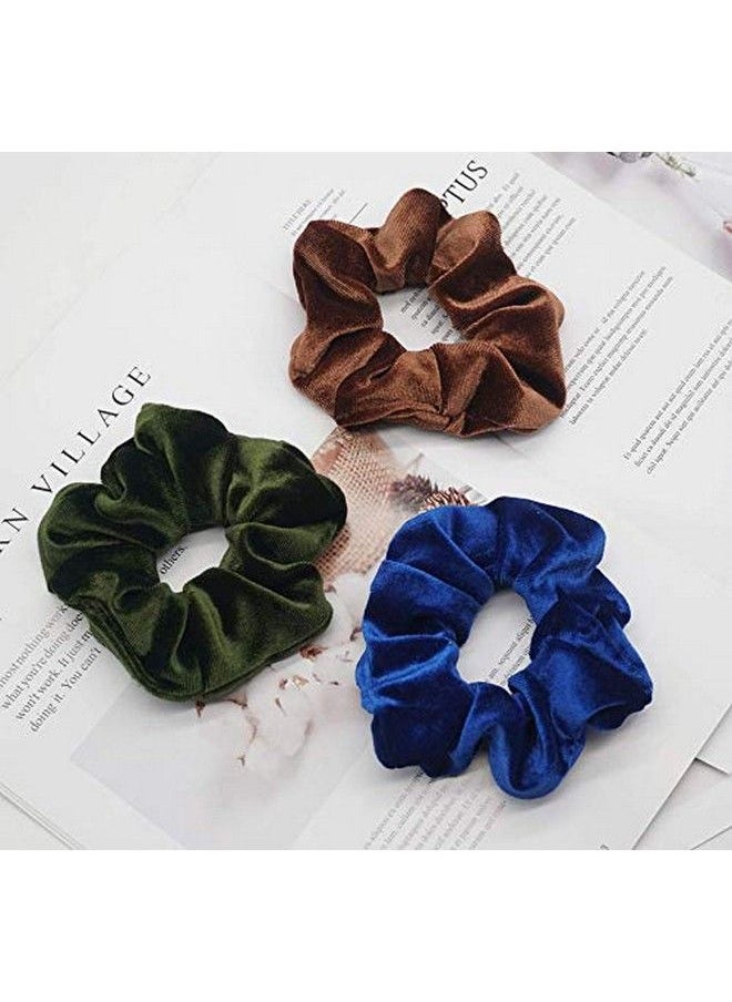 Fameza Velvet Hair Scrunchies For Women Soft Velvet Scrunchie Set Solid Color Hair Ties Ponytail Hair Bands Elastic Big Large Fashion Boutique Daily Winter Fall Holiday Scrunchy Pack Of 5  - Image 4