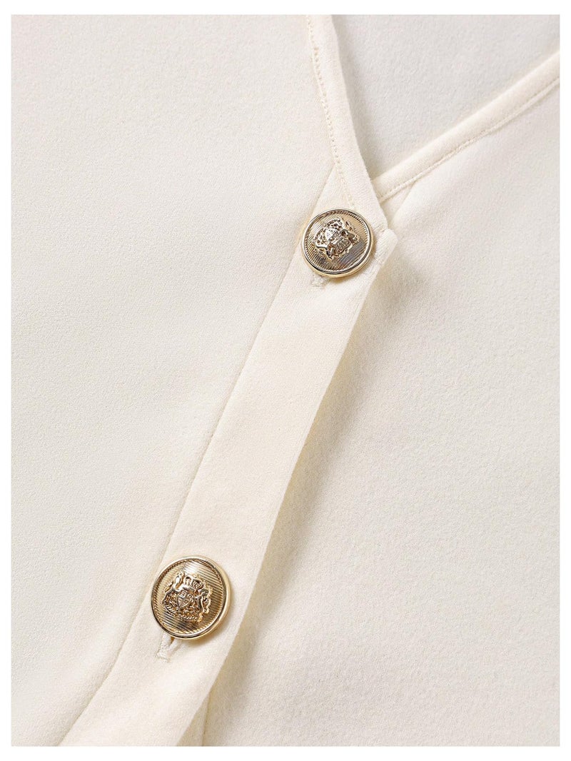 MakeMeChic Women's Blazer Vest Business Casual V Neck Button Down Sleeveless Summer Tops Apricot X-Small - Image 4