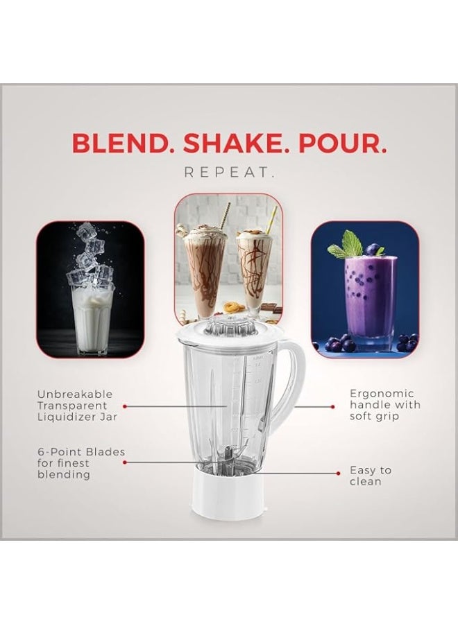 Sujata Powermatic Plus Juicer Mixer Grinder|900 Watts Double Ball Bearing Motor|22000 RPM|Non-Stop 90 Mins Running|2 Jars including 1750ml Blender, 1000ml Grinder Jar| (White) - Image 3